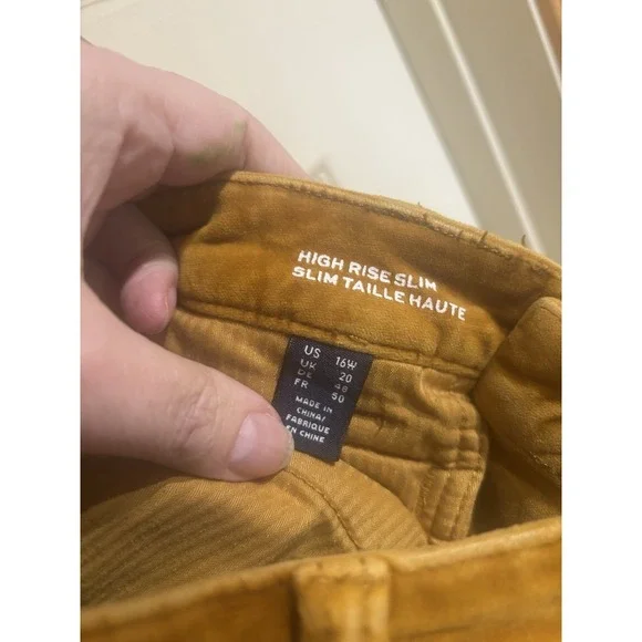 Lands' End Mid Rise Slim Velvet Pants Mustard Brown Size 16w - Picture 3 of 5